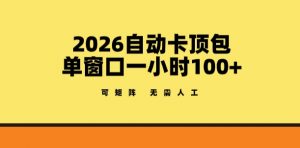 2026自动卡顶包玩法,单窗口一小时100+,可矩阵操作,无需人工【揭秘】-淘金日记