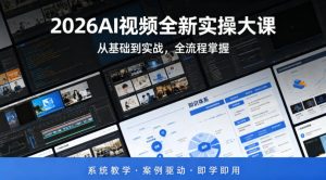 2026AI视频全新实操大课,从基础到实战,全流程掌握,系统教学·案例驱动·即学即用-淘金日记