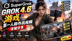 Grok 4.6也能做游戏？第一人称作战视频实测｜玩法详细讲解-淘金日记