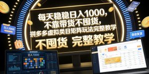 每天稳稳日入1000,不靠带货不囤货,拼多多虚拟类目矩阵玩法完整教学【揭秘】-淘金日记