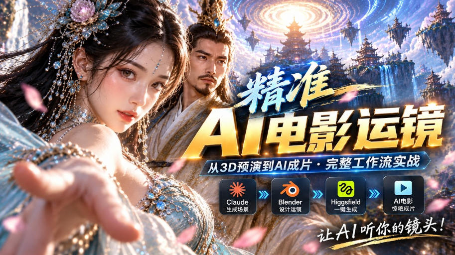 AI视频终于能精准运镜了！Claude+Blender+Higgsfield免费插件实测-淘金日记