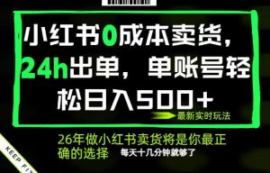 小红书0成本AI卖货,24小时出单,全流程托管,保底日入500+,每天十几分钟就够了【揭秘】-淘金日记