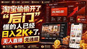 淘宝偷偷开了“后门”,懂的人已经日入2K+了,无人直播无违规,一台电脑=一家24小时营业的线上门店【揭秘】-淘金日记
