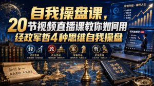 【无水印】自我操盘课，20节视频直播课教你如何用经政军哲4种思维自我操盘（更新0924）-淘金日记