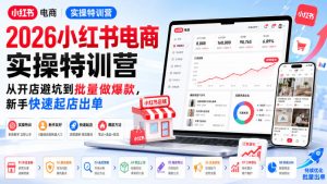 2026小红书电商实操特训营,从开店避坑到批量做爆款,新手快速起店出单-淘金日记