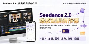 Seedance 2.0短剧短视频创作课,零基础快速产出爆款短剧、短视频、MV内容,落地做账号实现变现-淘金日记