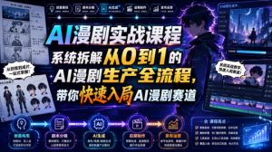 AI漫剧实战课程,系统拆解从0到1的AI漫剧生产全流程,带你快速入局AI漫剧赛道-淘金日记