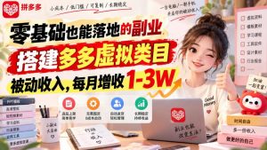 零基础也能落地的副业，搭建多多虚拟类目被动收入，每月增收1-3W【揭秘】-淘金日记