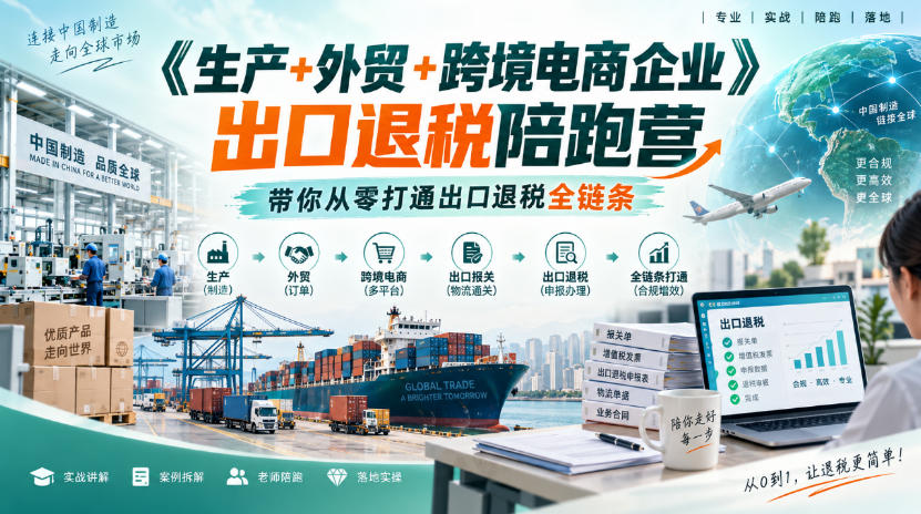 《生产+外贸+跨境电商企业》出口退税陪跑营，带你从零打通出口退税全链条-淘金日记