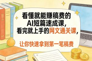 看懂就能賺稿费的AI短篇速成课,看完就上手的网文通关课,让你快速拿到第一笔稿费(更新4月)-淘金日记