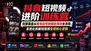 抖音短视频进阶训练营,完整覆盖从账号起号到爆款落地全流程,系统化拆解短视频变现核心逻辑-淘金日记