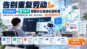 告别重复劳动!Codex+Skill智能办公自动化进阶课|搭建AI实习生,自动处理搞定文案、表格、演示文稿等,一键打造自动化工作-淘金日记