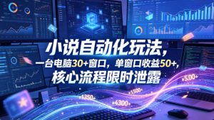 小说挂G自动化玩法,一台电脑30+窗口,单窗口收益50+,核心流程限时泄露【揭秘】-淘金日记