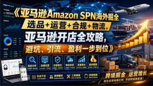 亚马逊Amazon SPN海外掘全,选品+运营+合规+物流,亚马逊开店全攻略,避坑、引流、盈利一步到位-淘金日记