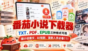 番茄小说下载器,TXT、PDF、EPUB三种格式可选,做小说推文、AI短剧、漫剧人员必备!!!-淘金日记