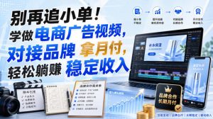 别再追小单!学做电商广告视频,对接品牌拿月付,轻松躺賺稳定收入【原创双语字幕】-淘金日记
