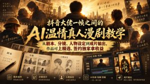 抖音大佬一帧之间的AI温情真人漫剧教学,从剧本、分镜、人物设定到成片输出,作品可上精选、签约独家拿收益-淘金日记