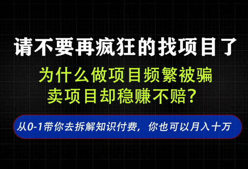 找项目？别傻了！卖项目才是真的一本万利！看完你全都懂了【揭秘】-淘金日记