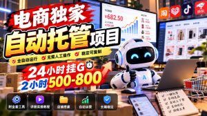 电商独家自动托管项目，24小时挂G，2小时500-800，附全套工具【揭秘】-淘金日记