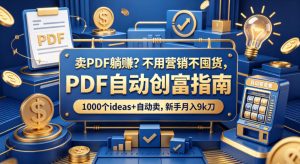 卖PDF躺賺?不用营销不囤货,PDF自动创富指南,1000个ideas+自动卖,新手月入9k刀【原创双语字幕】-淘金日记