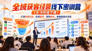 全域获客经营线下密训营（8-9月线下课），打通全域引流、私域留存、高效转化、数据复盘全流程-淘金日记
