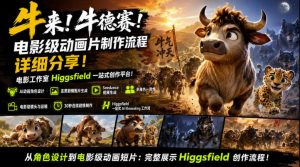 牛来!牛德赛!电影级动画片制作流程详细分享!电影工作室Higgsfield一站式创作平台,完整创作流程-淘金日记