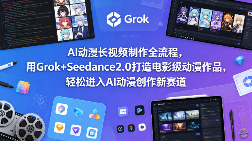 AI动漫长视频制作全流程,用Grok+Seedance2.0打造电影级动漫作品,轻松进入AI动漫创作新赛道