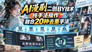 AI漫剧二创搬运技术,纯手法操作,融合20种去重手法-淘金日记