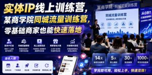 实体IP线上训练营，某商学院同城流量训练营，零基础商家也能快速落地-淘金日记