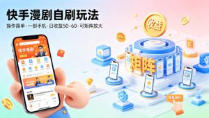 快手漫剧自刷玩法,操作简单,一部手机就可以做,一天50-60收益,可矩阵放大【揭秘】-淘金日记