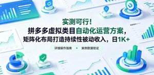 实测可行!拼多多虚拟类目自动化运营方案,矩阵化布局打造持续性被动收入,日1K+【揭秘】-淘金日记