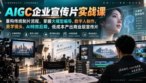 AIGC企业宣传片实战课,重构传统制片流程,掌握大模型编导、数字人制作、美学镜头、AI特效后期,低成本产出商业级宣传片-淘金日记
