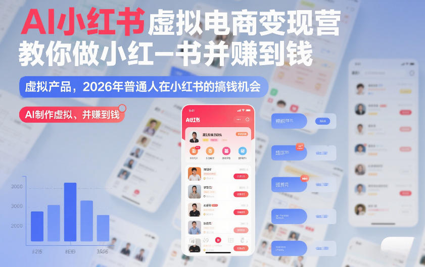 AI小红书虚拟电商变现营，教你做小红书并賺到钱，虚拟产品，2026年普通人在小红书的搞钱机会（完结）-淘金日记