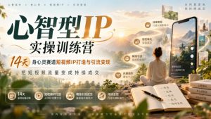 心智型IP实操训练营｜14天身心灵赛道短视频IP打造与引流变现，把短视频流量变成持续成交-淘金日记