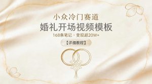 小众冷门赛道,婚礼开场视频模板,168条笔记,变现超20W+【详细教程】-淘金日记