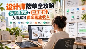 设计师接单全攻略-无水印,多渠道获客+谈单报价,从零解锁稳定副业收入-淘金日记