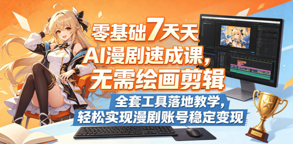 零基础7天AI漫剧速成课，无需绘画剪辑，全套工具落地教学，轻松实现漫剧账号稳定变现-淘金日记
