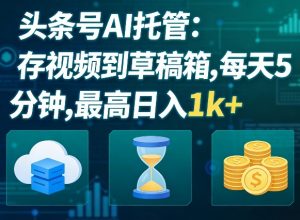 头条号AI托管,我存视频到你草稿箱,每天5分钟,最高日入1k+【揭秘】-淘金日记