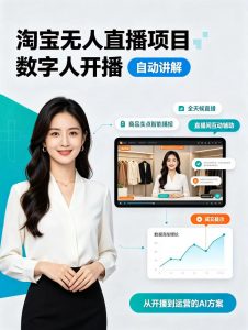 淘宝无人直播项目|数字人直播带货AI解决方案,24小时无人值守开播,数字人自动讲解商品卖点,轻松赚取佣金【揭秘】-淘金日记