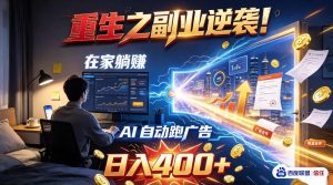 重生之副业逆袭!在家躺赚AI自动跑广告日入400+,无需人工操作【揭秘】-淘金日记