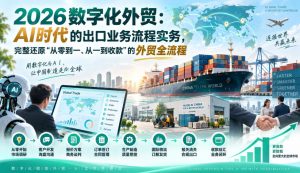 2026数字化外贸:AI时代的出口业务流程实务,完整还原”从零到一、从一到收款”的外贸全流程-淘金日记