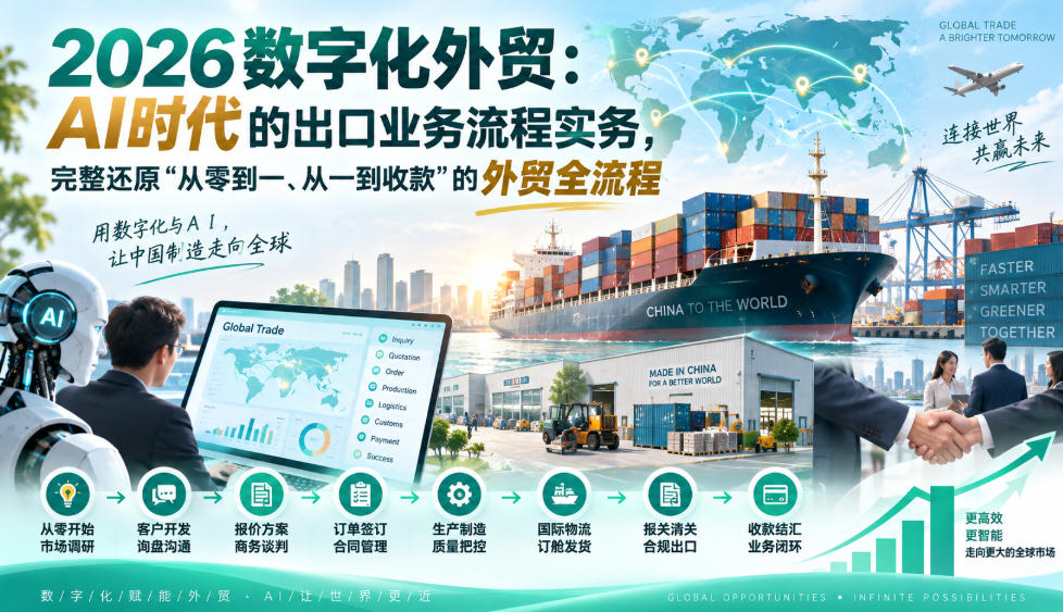 2026数字化外贸：AI时代的出口业务流程实务，完整还原”从零到一、从一到收款”的外贸全流程-淘金日记