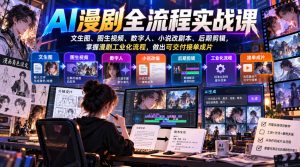 AI漫剧全流程实战课,文生图、图生视频、数字人、小说改剧本、后期剪辑,掌握漫剧工业化流程,做出可交付接单成片-淘金日记