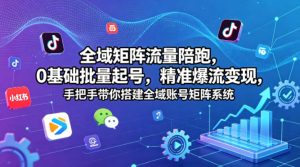 全域矩阵流量陪跑,0基础批量起号,精准爆流变现,手把手带你搭建全域账号矩阵系统-淘金日记