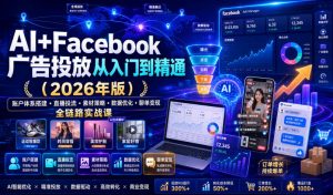 AI+Facebook广告投放从入门到精通（2026年版）｜账户体系搭建・直播投流・素材策略・数据优化・聊单变现全链路实战课-淘金日记