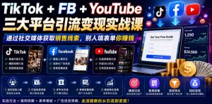 TikTok+FB+YouTube三大平台引流变现实战课，通过社交媒体获取销售线索，别人填表单你賺钱【原创双语字幕】-淘金日记