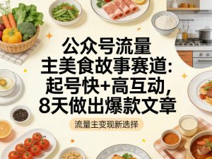 公众号流量主之美食故事赛道,起号快+高互动,8天就能做出爆款文章-淘金日记