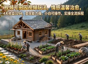 视频号田园视频玩法，情感温馨治愈，4天收益3294，变现能力强，小白可操作，实操全流程拆解-淘金日记