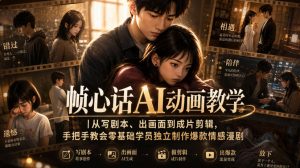 帧心话AI动画教学|从写剧本、出画面到成片剪辑,手把手教会零基础学员独立制作爆款情感漫剧-淘金日记