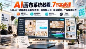 AI画布系统教程,7节实战课从零入门到精通电商商品作图、精准提示词、视频复刻、广告成片制作-淘金日记
